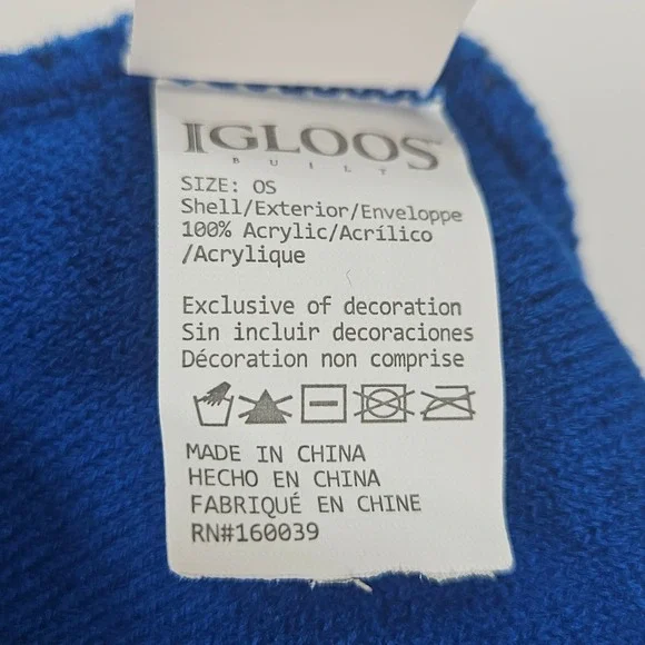 Igloos Youth Boy Toddler Dinosaur Knit Beanie Hat and Mittens Set Blue Size 2-4T - Picture 8 of 11